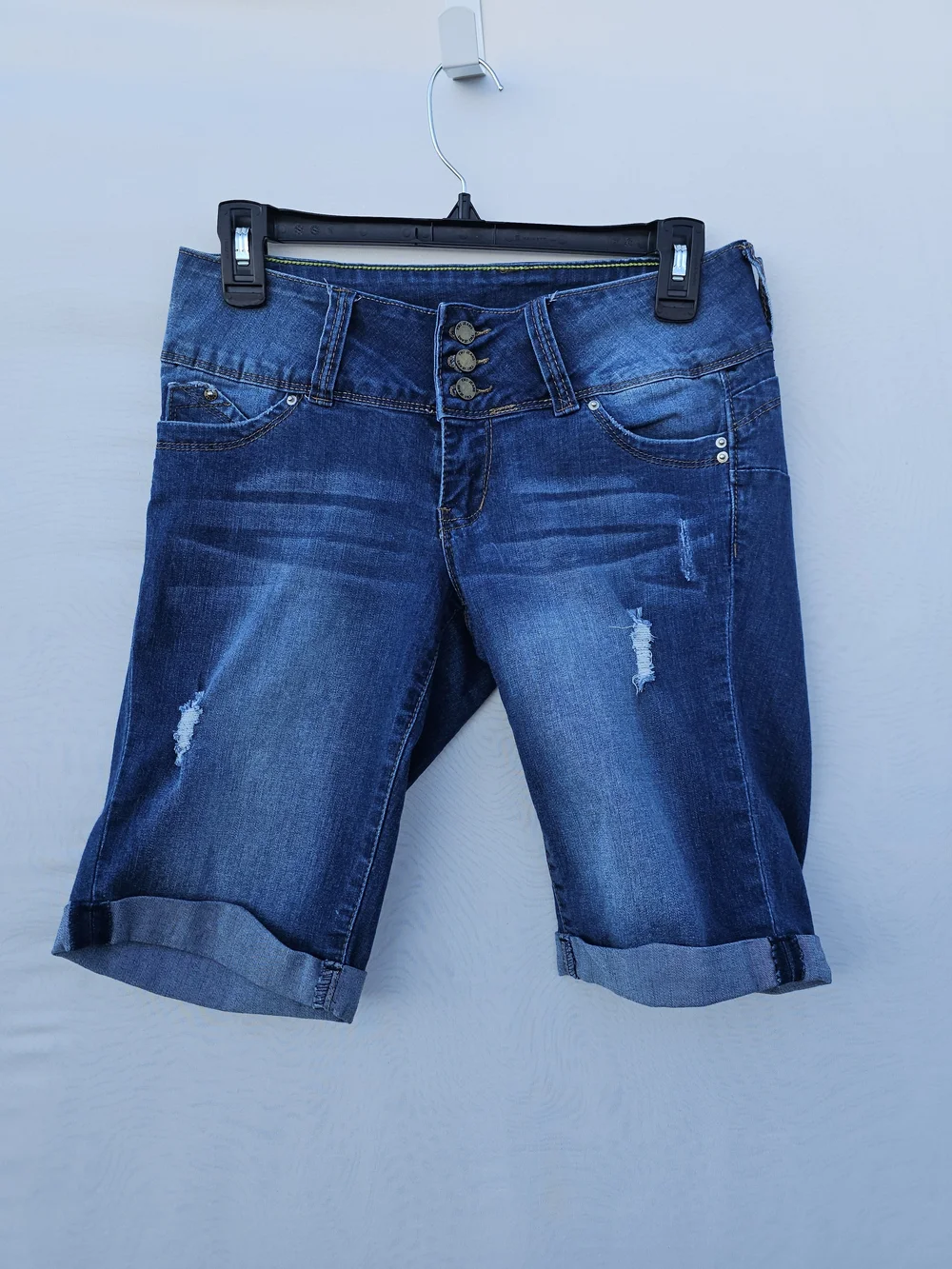 YMI Wanna Betta Butt? High Rise Distressed Denim Bermuda Shorts - Size 5